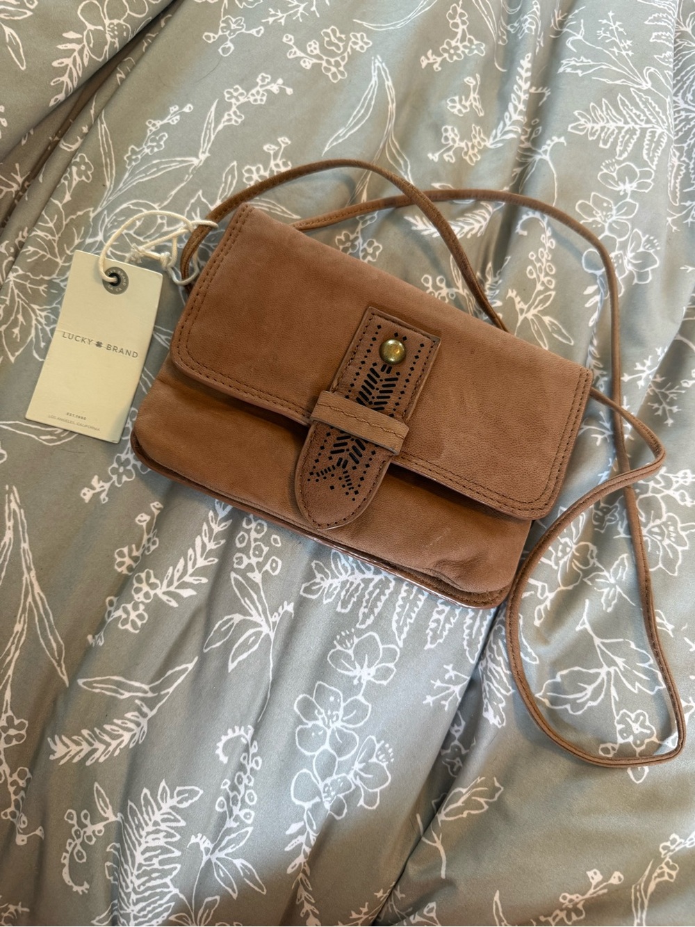Lucky Brand Brown Leather Crossbody with Decorative Buckle